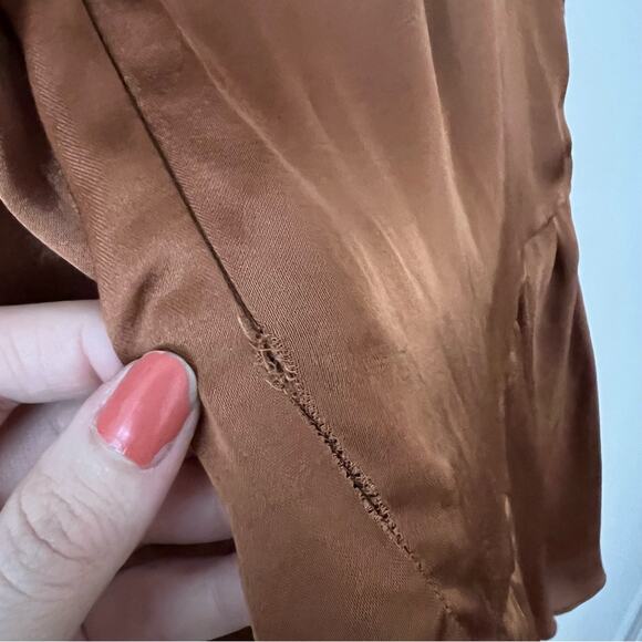 IRO Osiam Satin Ruffle Mini Dress in Camel - Picture 7 of 10